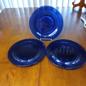 Vintage Cobalt Blue Luncheon Plates Set Of 3